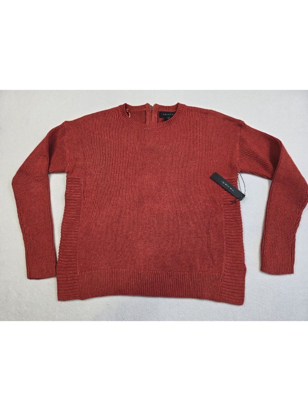 NWT Tahari Womens Burnt Orange Crew Neck Sweater Small